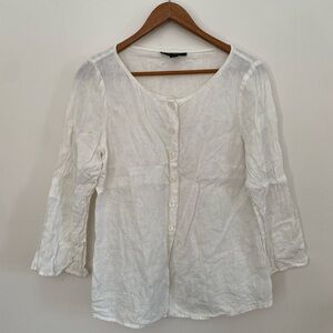 Vintage Louben White Button-Up Women's Top size 10 made in Canada